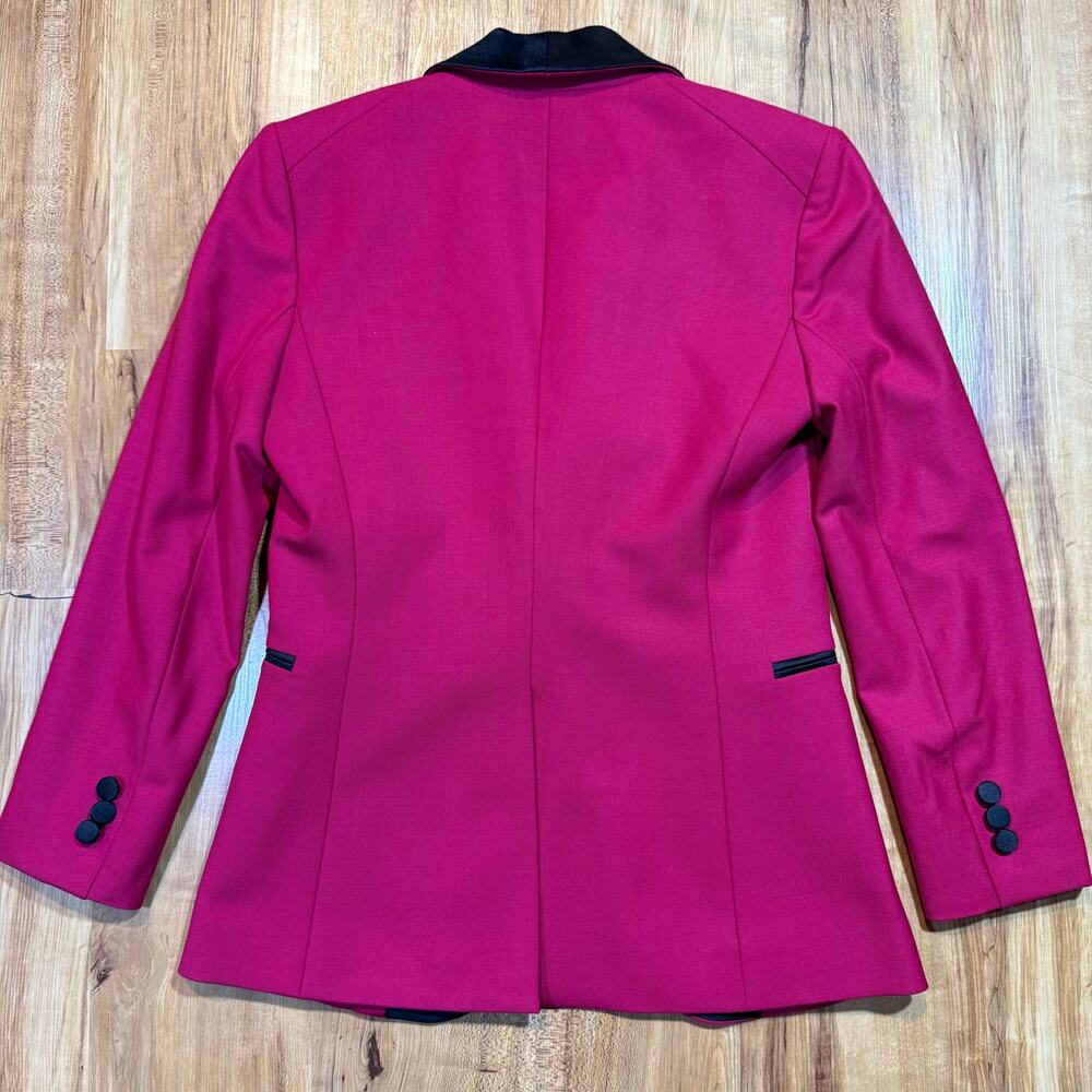 Veronica Beard Keaton Fuchsia Raspberry Single Button Tuxedo Shawl Lapel Jacket - Picture 7 of 8